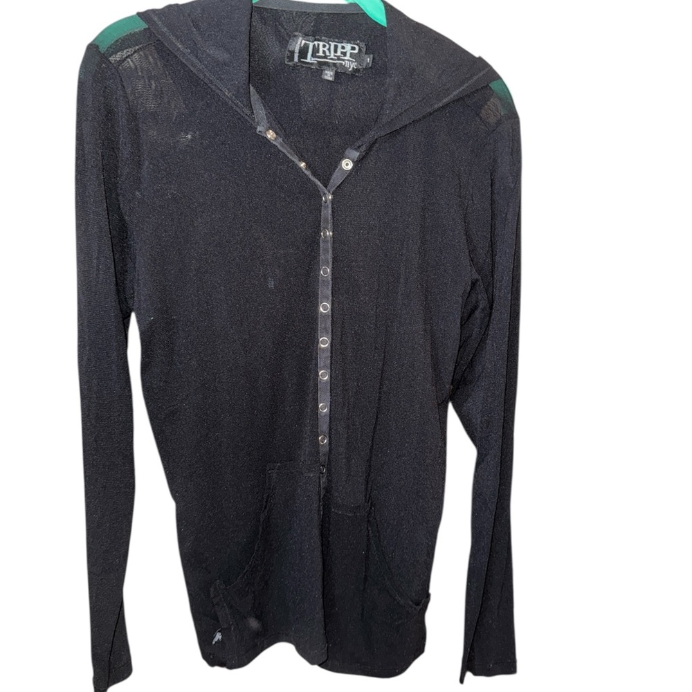 Tripp Black Hooded Cardigan Y2K Vintage  plus Size 1. 14/16.